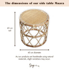 Ronde rotan bijzettafel – kleine boho salontafel – nachtkastje rotan beige – handgemaakte tafel gemaakt van natuurlijk rotan (Ø 45 cm) MUARA