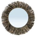 De Raffia Fringe Spiegel - Natuurlijk Zwart - L