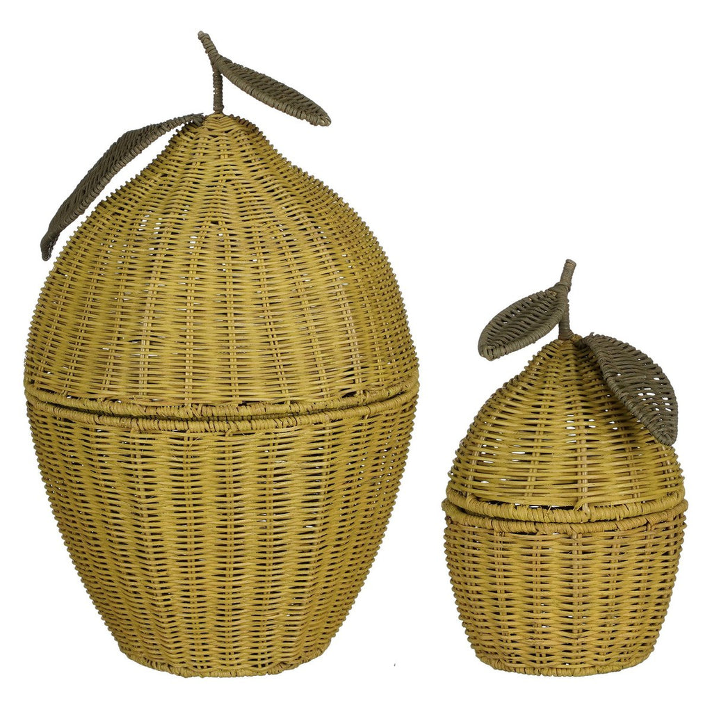 Opbergmand set Geel Rotan hout