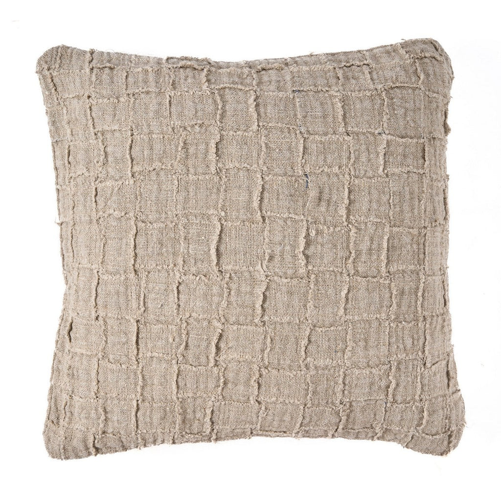 De linnen Damier kussenhoes - naturel