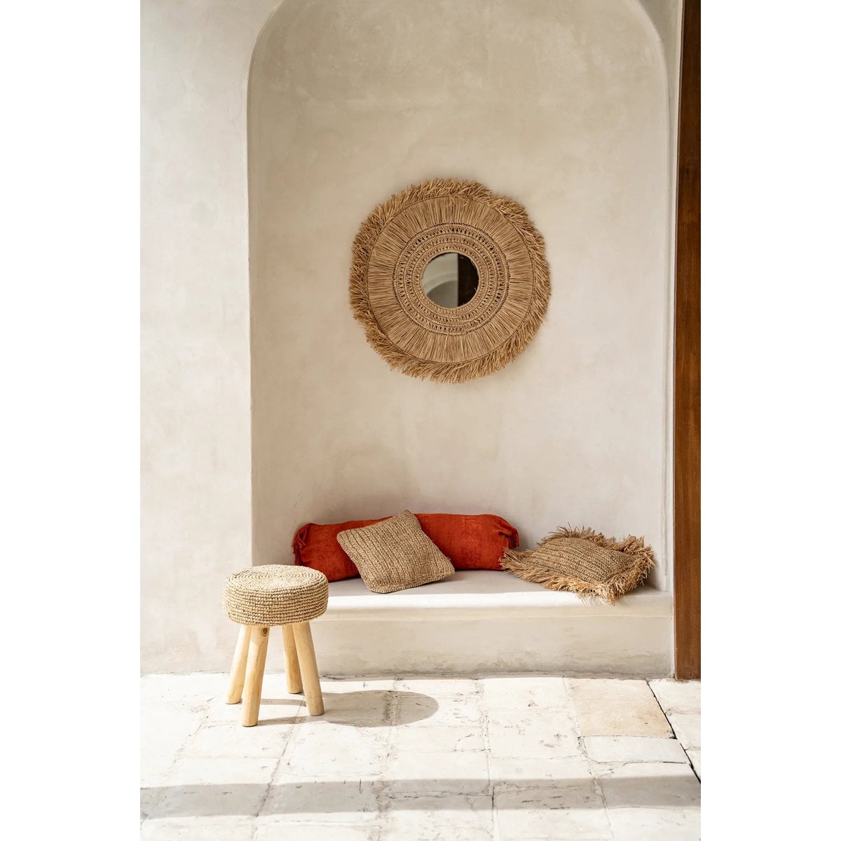 De Raffia Flores Kussenhoes Vierkant - Naturel - 40x40