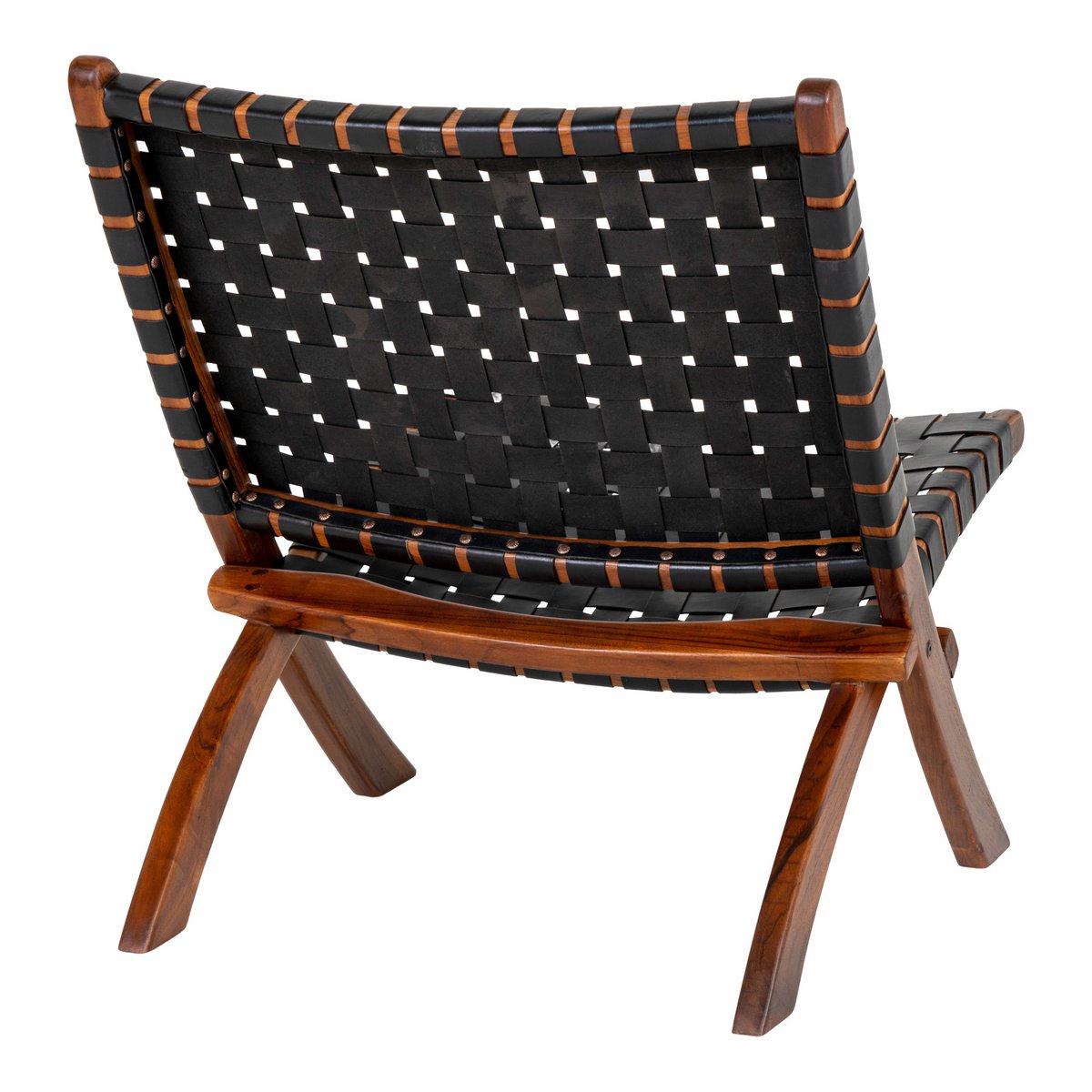Perugia Klapstoel - Teakhout, Leer, Zwart - 66x74x73 cm