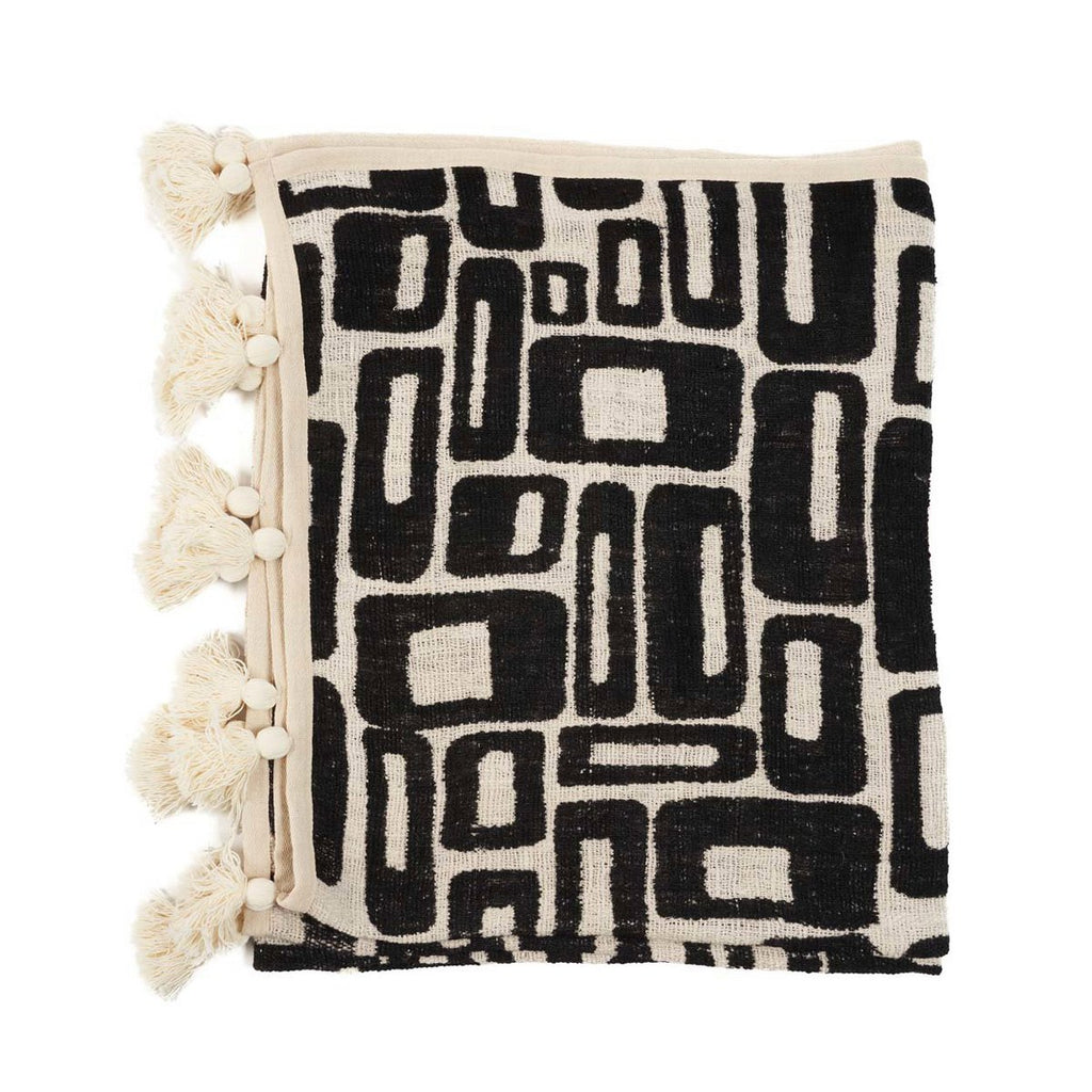 De Aztec Bedsprei - Natuurlijk Zwart