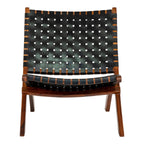 Perugia Klapstoel - Teakhout, Leer, Zwart - 66x74x73 cm