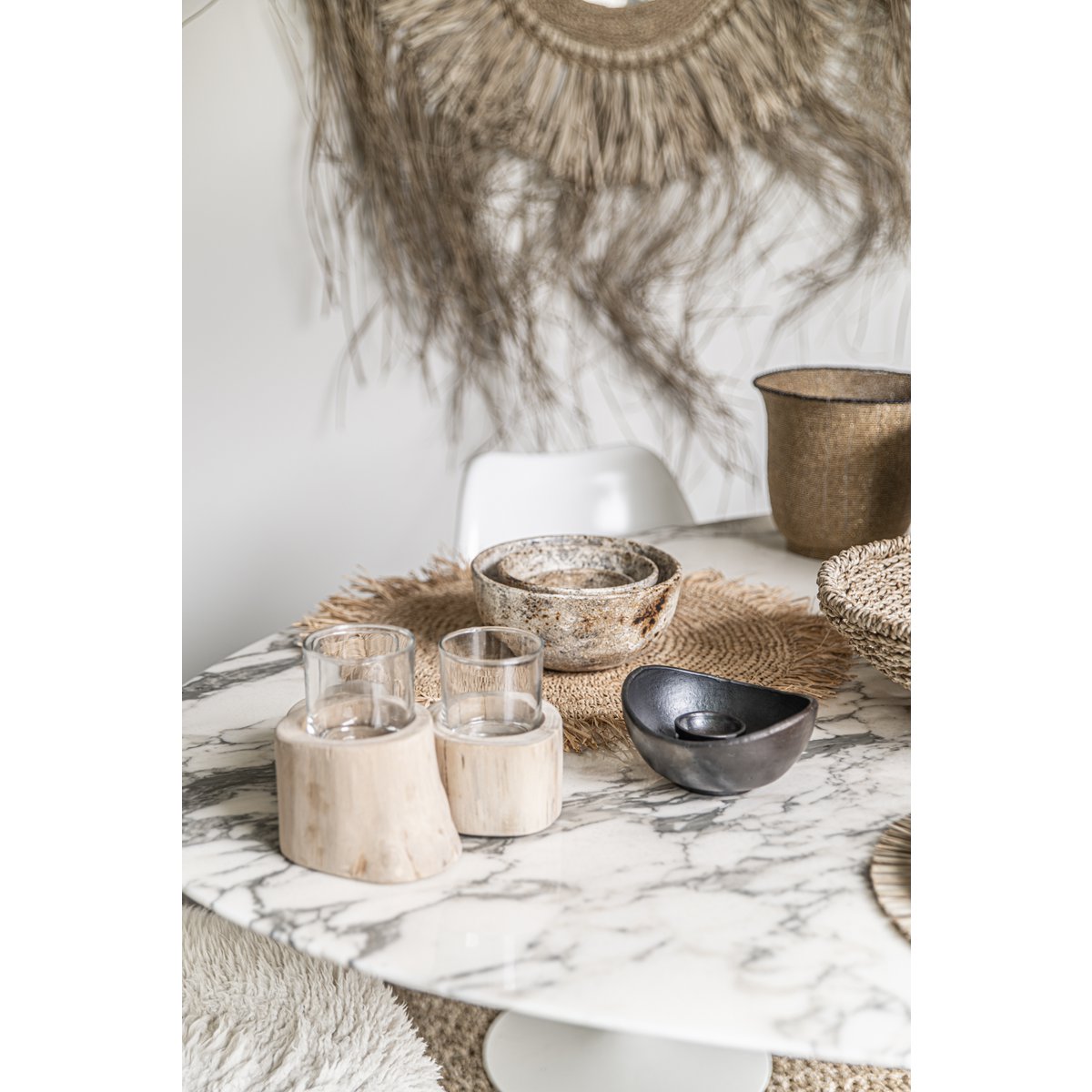 The Burned Curved Bowls - Zwart - Set van 3