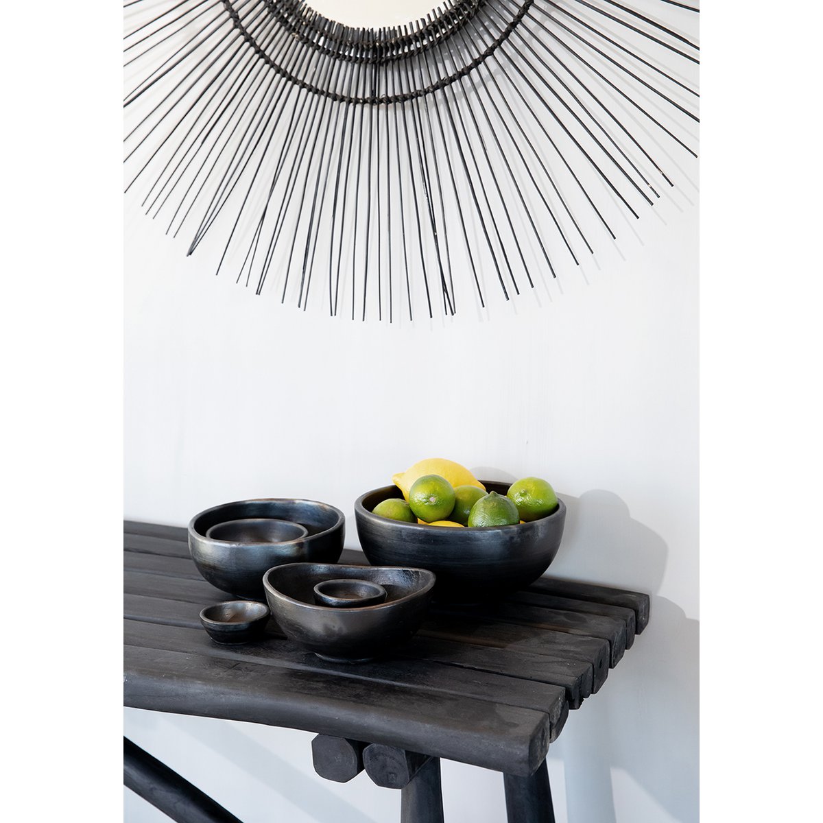 The Burned Curved Bowls - Zwart - Set van 3